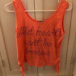 charlotte russe pink wild hearts tank top size xs
